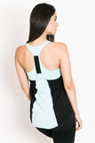 Cadenzza Playera Deportiva Tank Top Color Negra con Azul sin Mangas