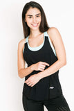 Cadenzza Playera Deportiva Tank Top Color Negra con Azul sin Mangas