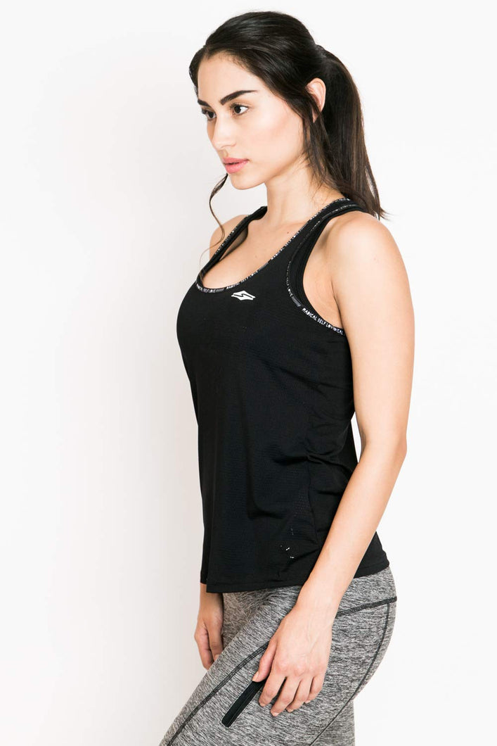 Cadenzza Tank Top Playera Ropa para Mujer Deportiva Color Negro sin Mangas Dama