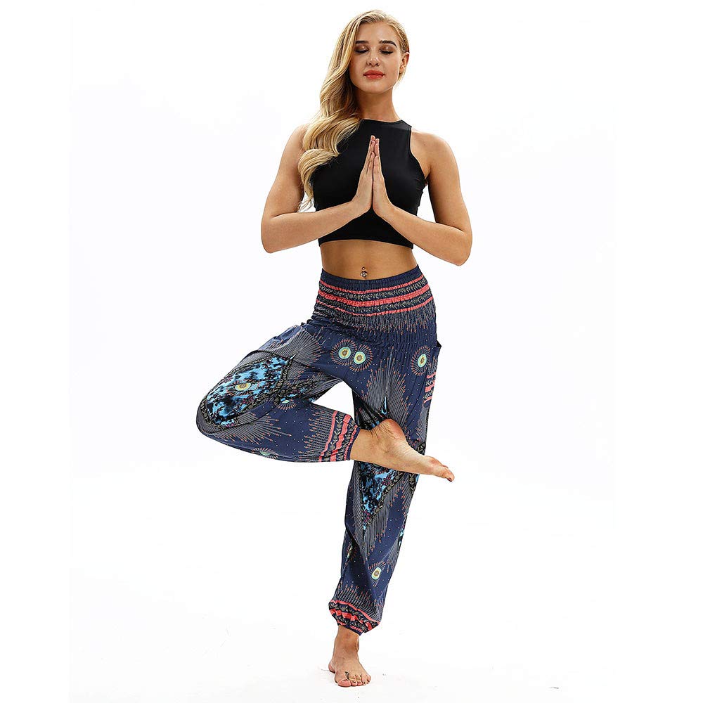 Fitfulvan - Leggings Informales para Hombre y Mujer, Sueltos, Pantalones de Yoga, Holgados, Pantalones Bohemios