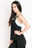 Cadenzza Playera Deportiva Tank Top Color Negra con Azul sin Mangas