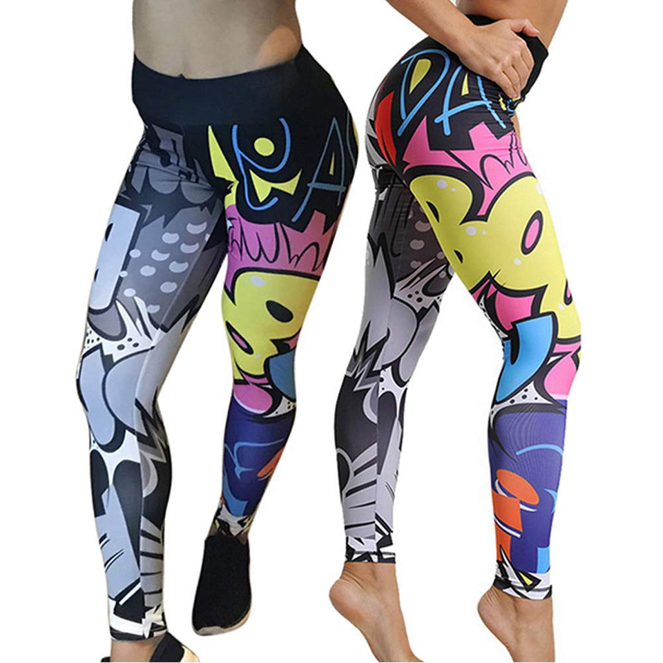 ETbotu Women 3D Cartoon Pattern Printing High Waist Leggings for Yoga Sports Christmas Gifts