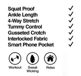90 Degree By Reflex Leggings a Prueba de Sentadillas, Cintura Alta, Control de Abdomen, hasta el Tobillo
