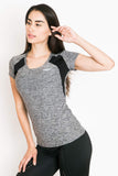 Cadenzza Ropa de Mujer Playera Deportiva para Ejercicio Gris con Negro