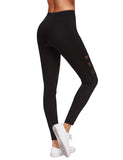 SweatyRocks Leggings de Cintura Alta con Panel de Malla Lateral para Mujer, Negro (4-Black), M