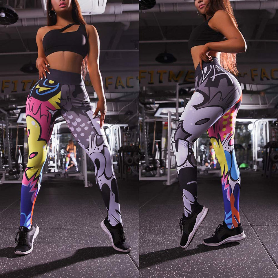 ETbotu Women 3D Cartoon Pattern Printing High Waist Leggings for Yoga Sports Christmas Gifts