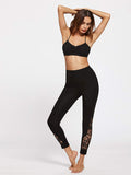 SweatyRocks Color Block Carta de la Mujer Imprimir Cintura Yoga Entrenamiento Mujer