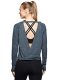RBX Active - playera de yoga para mujer, manga larga, espalda abierta, ligera