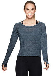 RBX Active - playera de yoga para mujer, manga larga, espalda abierta, ligera